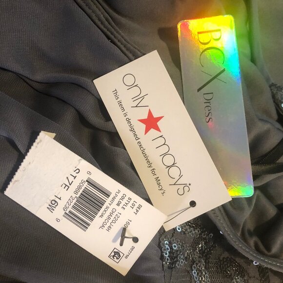 BCX Charcoal Sequin Overlay Party Dress – Size 16W – New w/ Tags - Picture 12 of 16